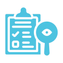Checklist and magnifying glass icon