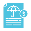 Insurance document icon with umbrella and dollar