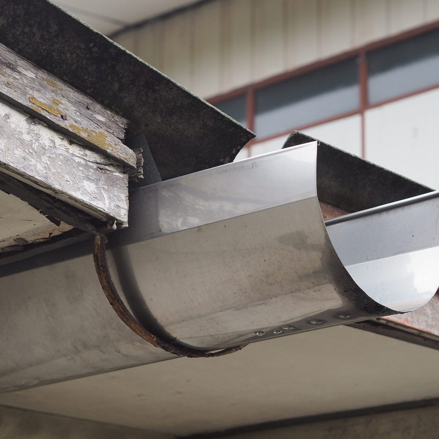 stainless steel gutter under roof